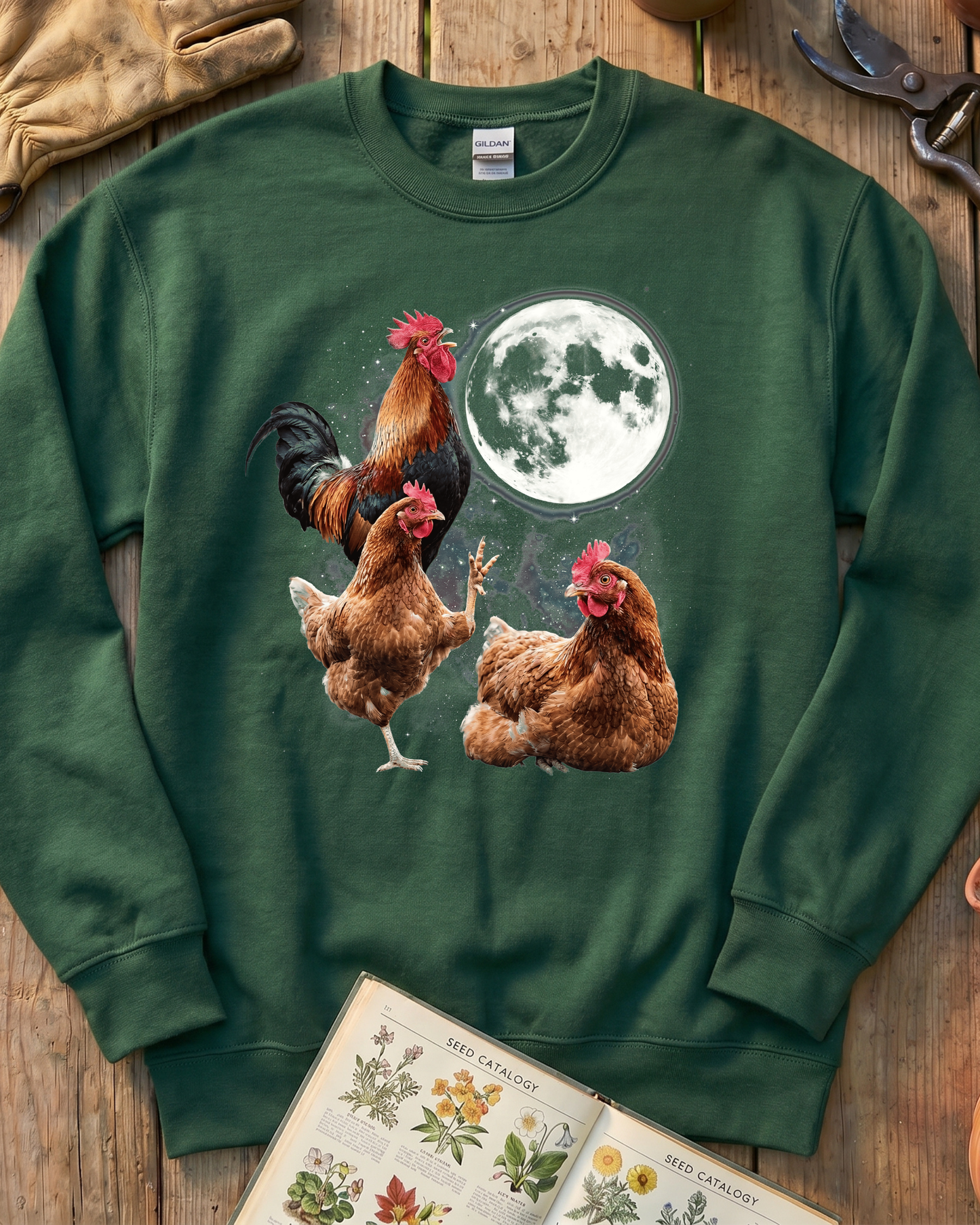 Funny Moon Chicken Farm Animal Sweatshirt