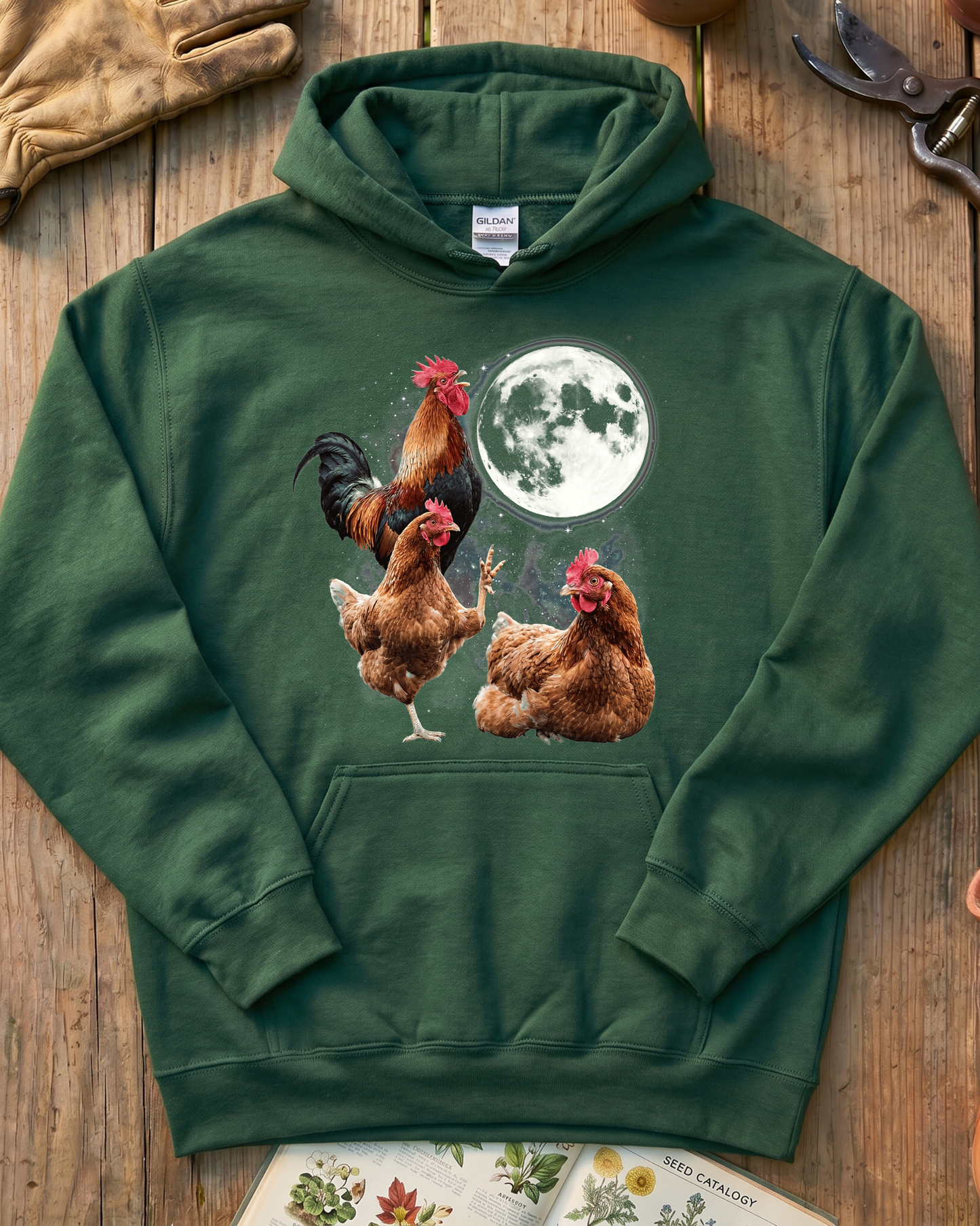 Funny Moon Chicken Farm Animal Hoodie