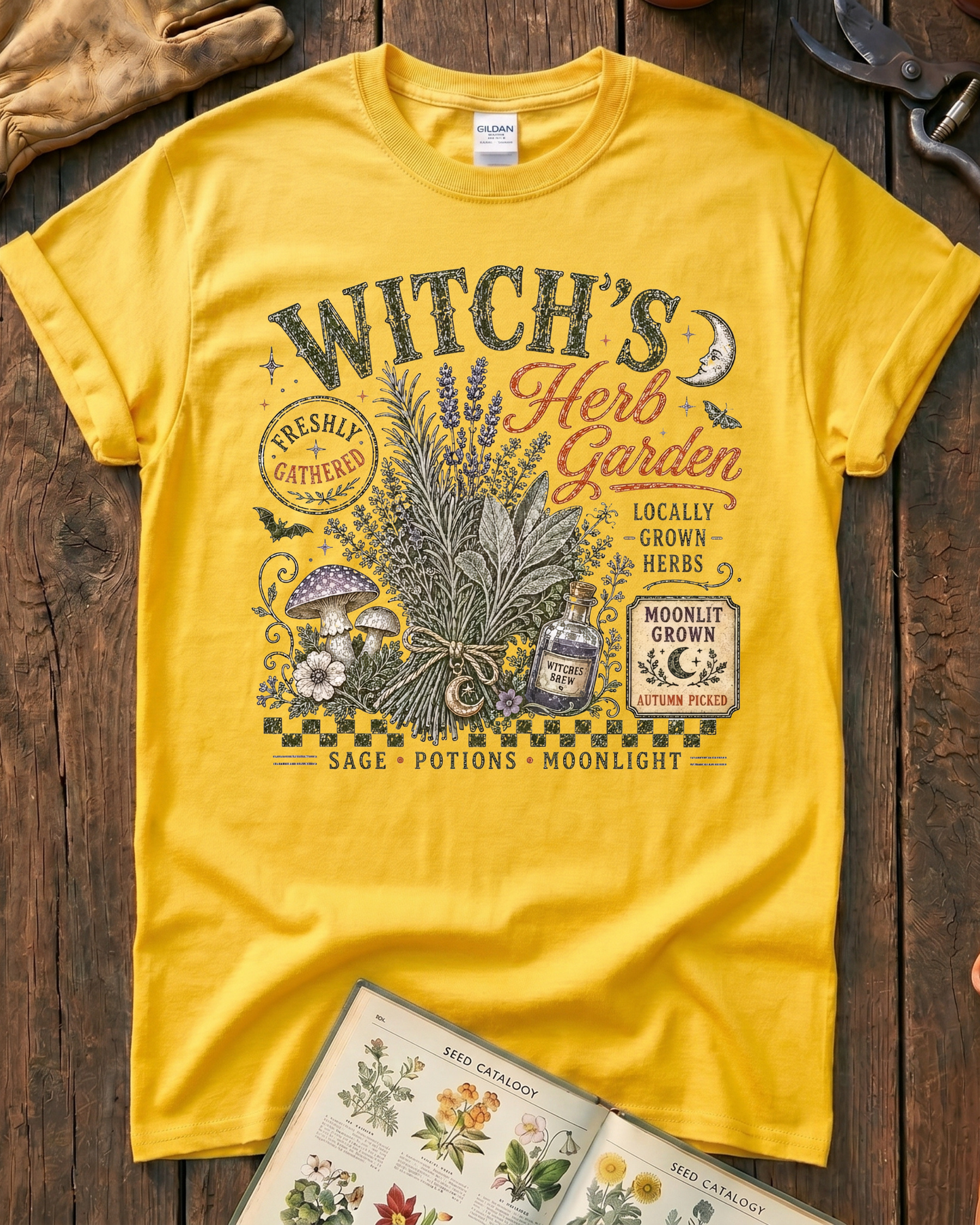 Moonlit Witch Herb Garden T-Shirt