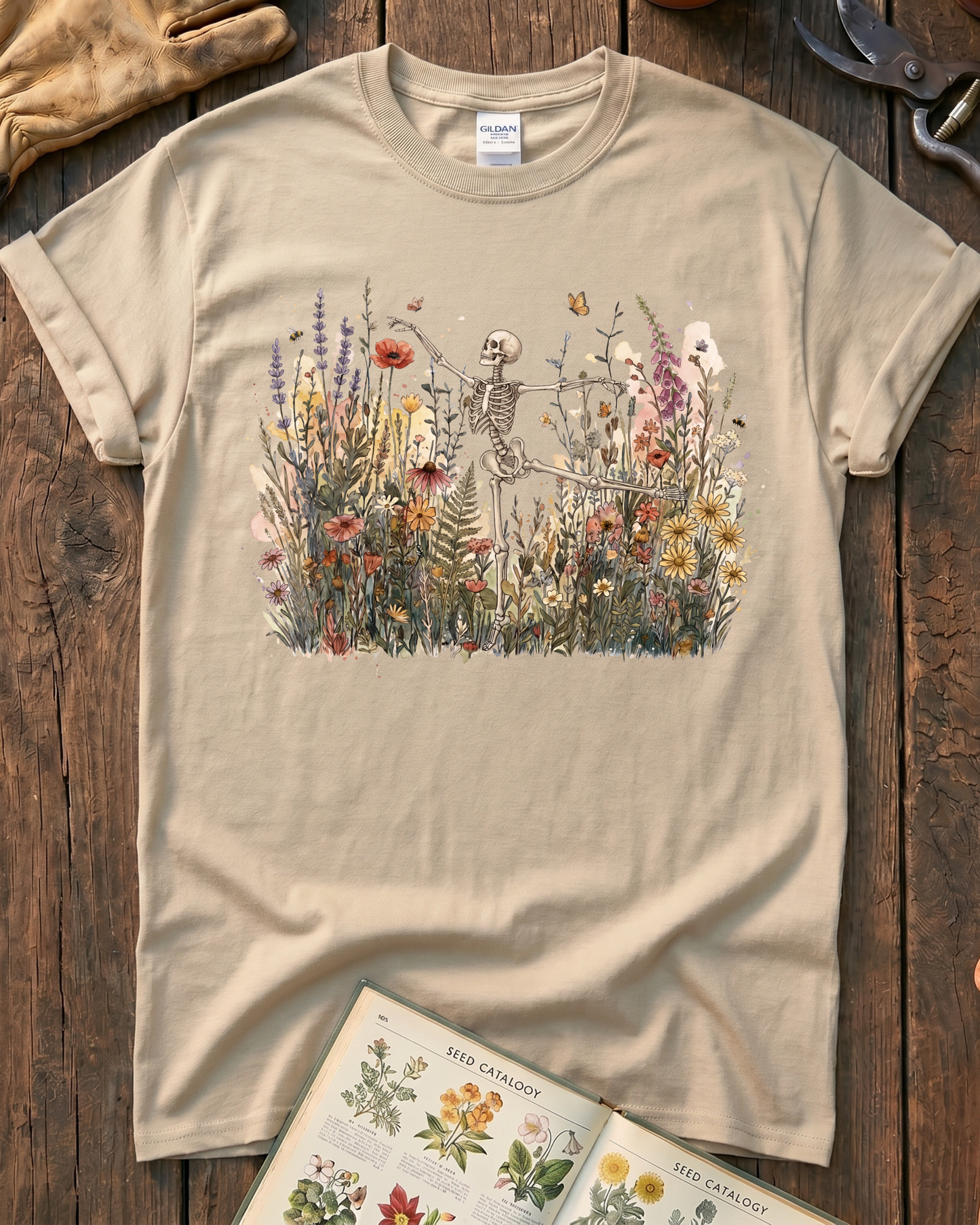 Wildflower Skeleton Garden T-Shirt