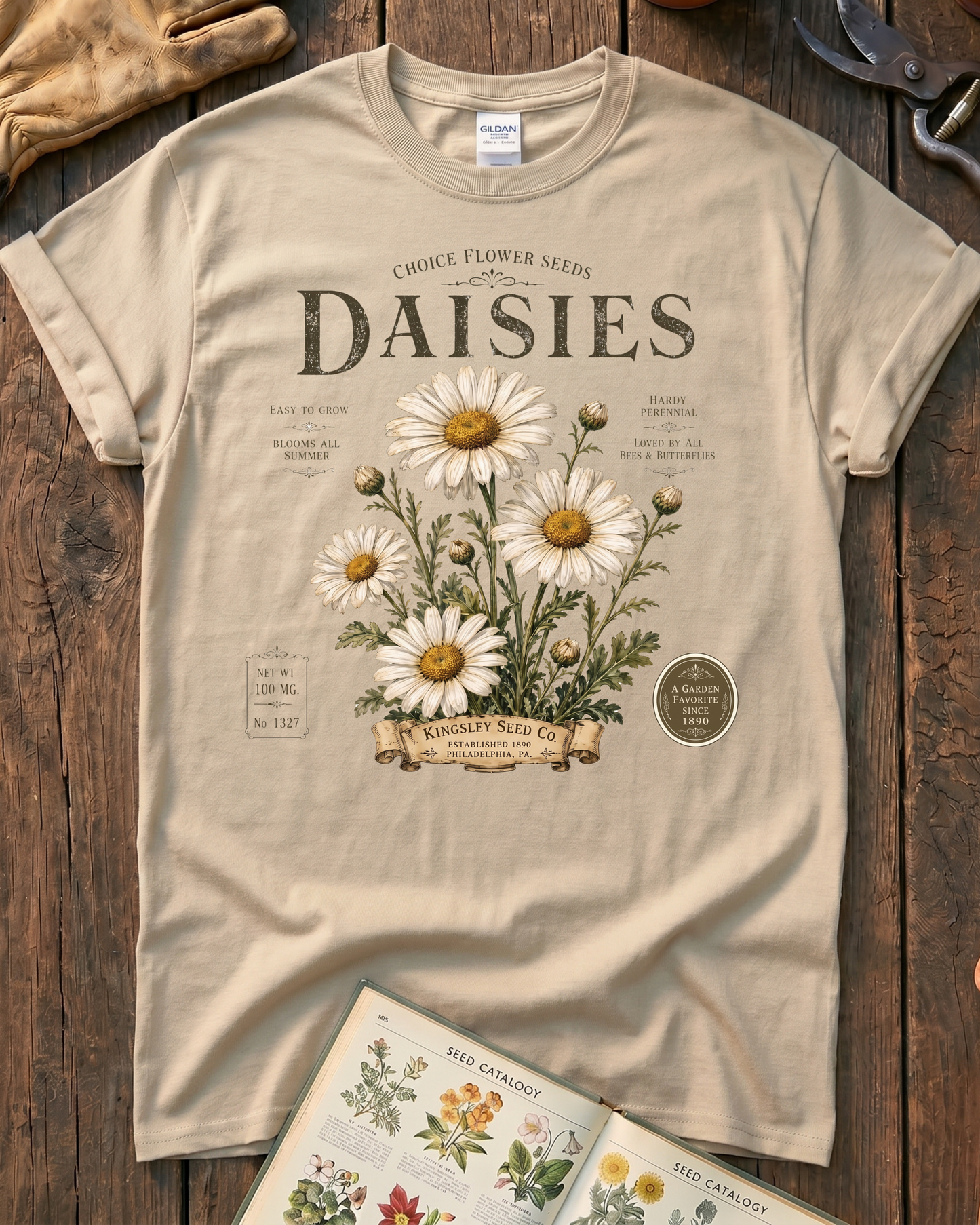Daisy Seed Catalog Vintage Botanical T-Shirt