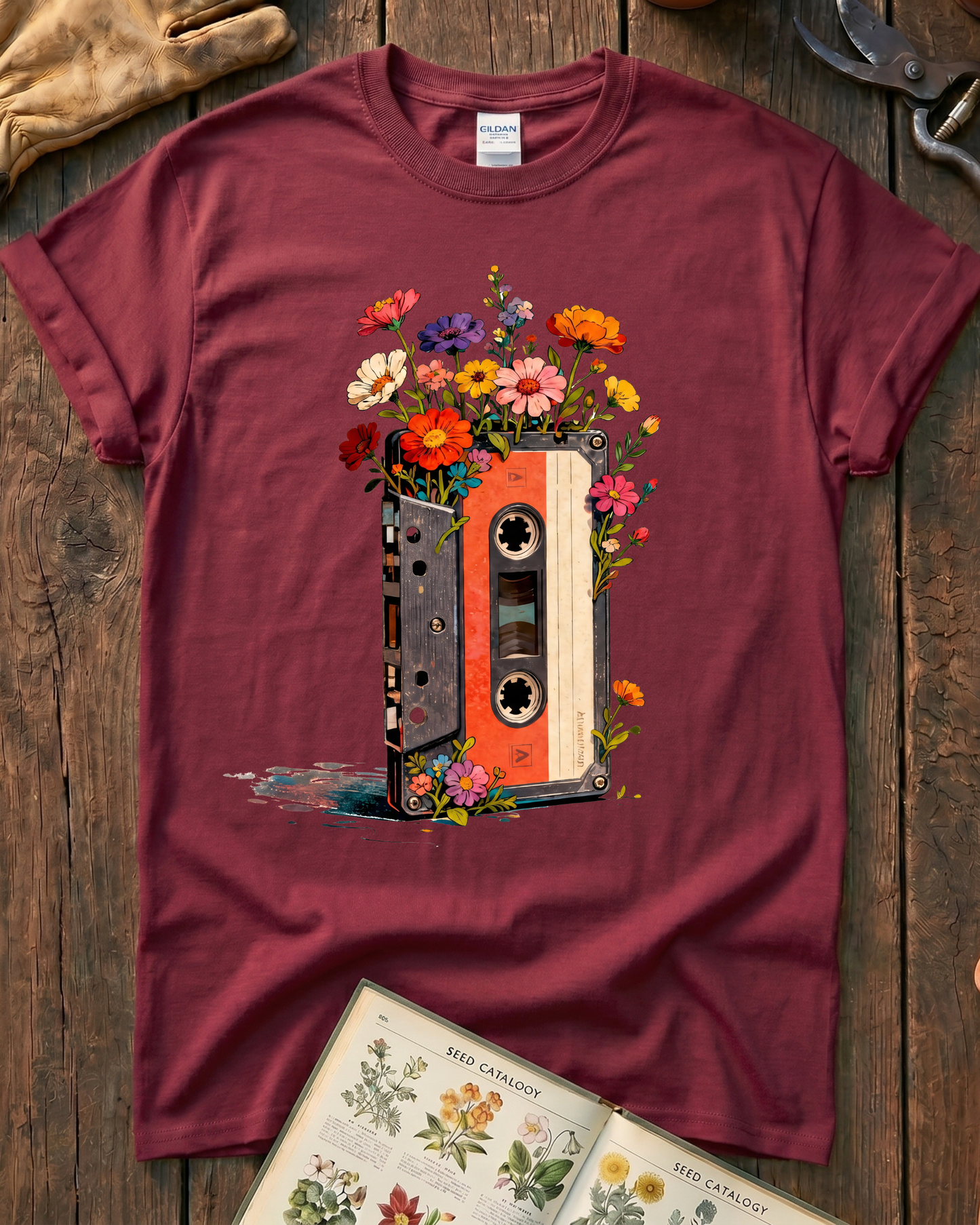 Vintage Cassette Tape Wildflower T-Shirt
