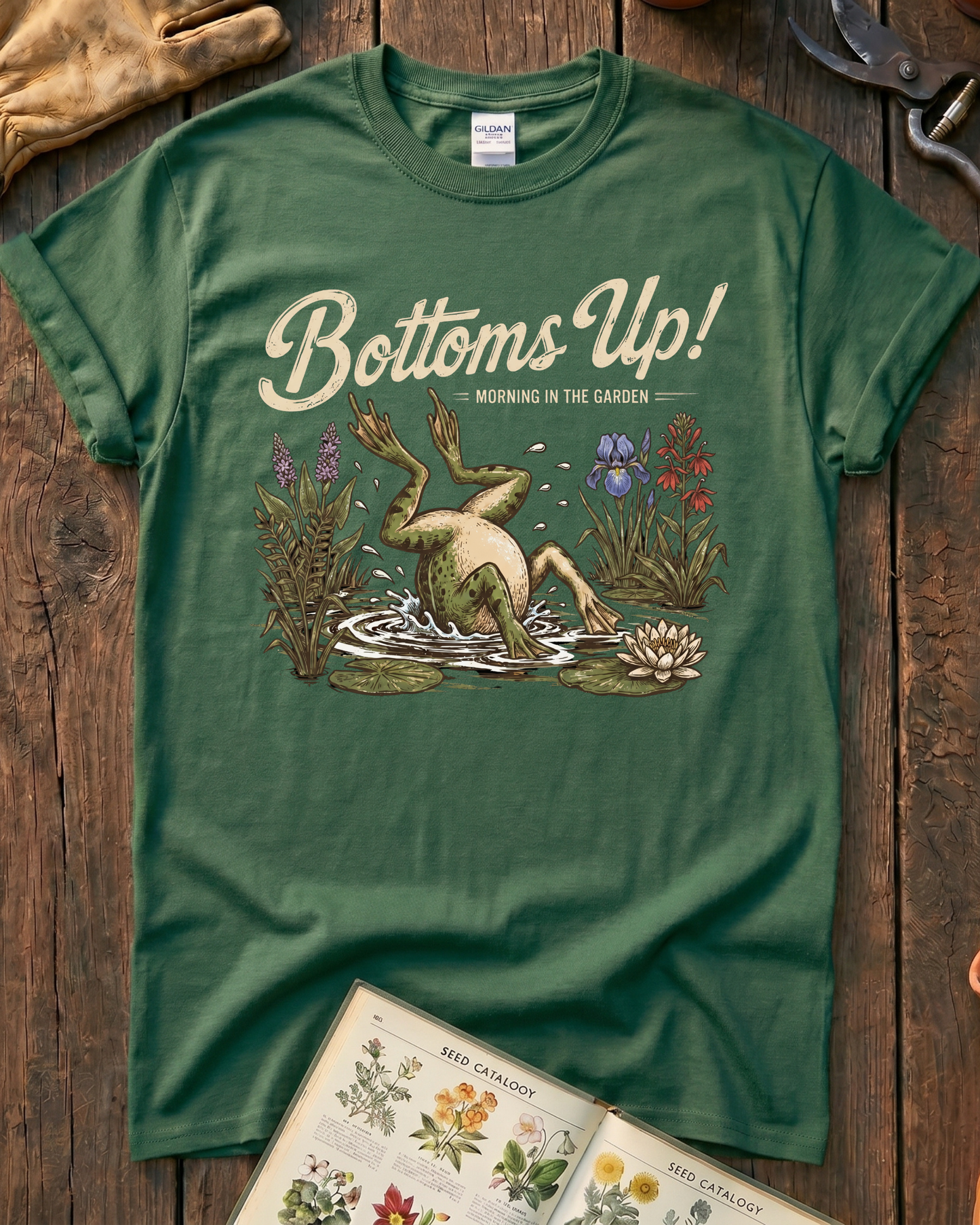 Bottoms Up Morning in the Garden Frog T-Shirt