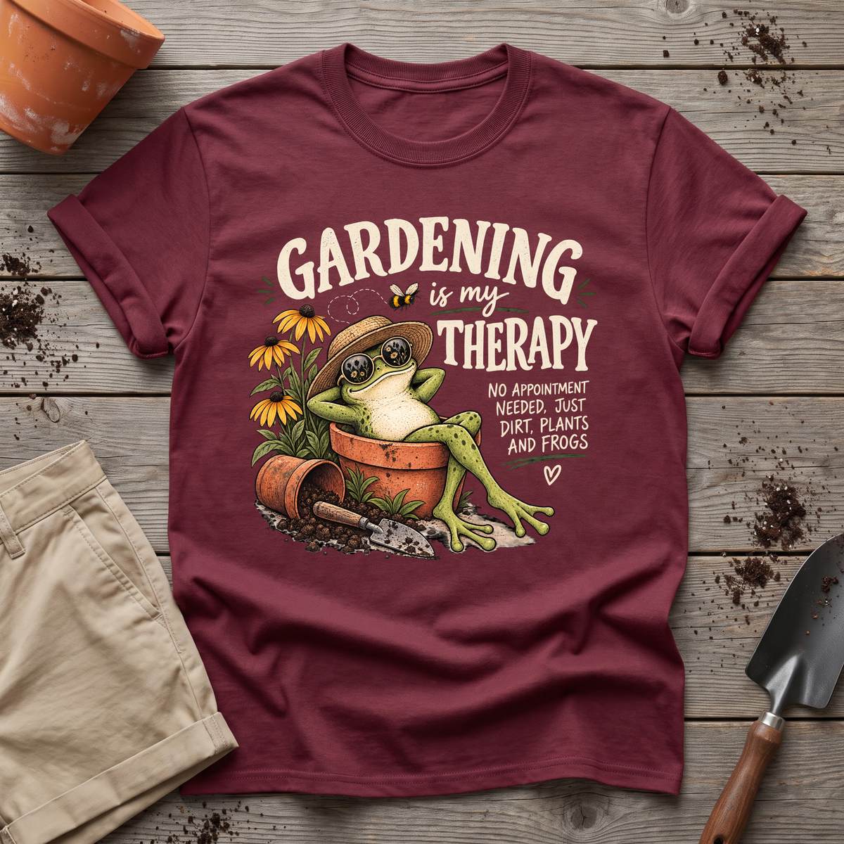 Gardening Therapy Frog T-Shirt