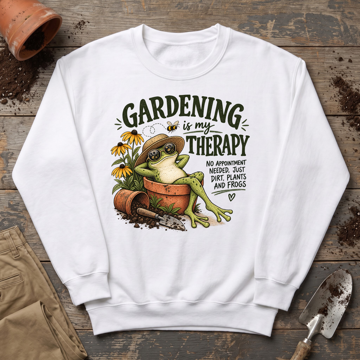 Gardening Therapy Frog Sweatshirt