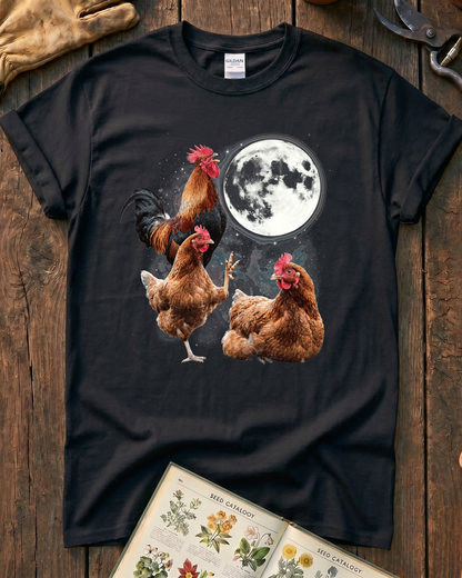 Funny Moon Chicken Farm Animal T-Shirt