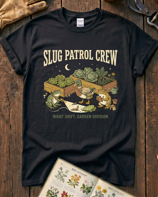 Slug Patrol Crew Frog Duck Toad Garden T-Shirt