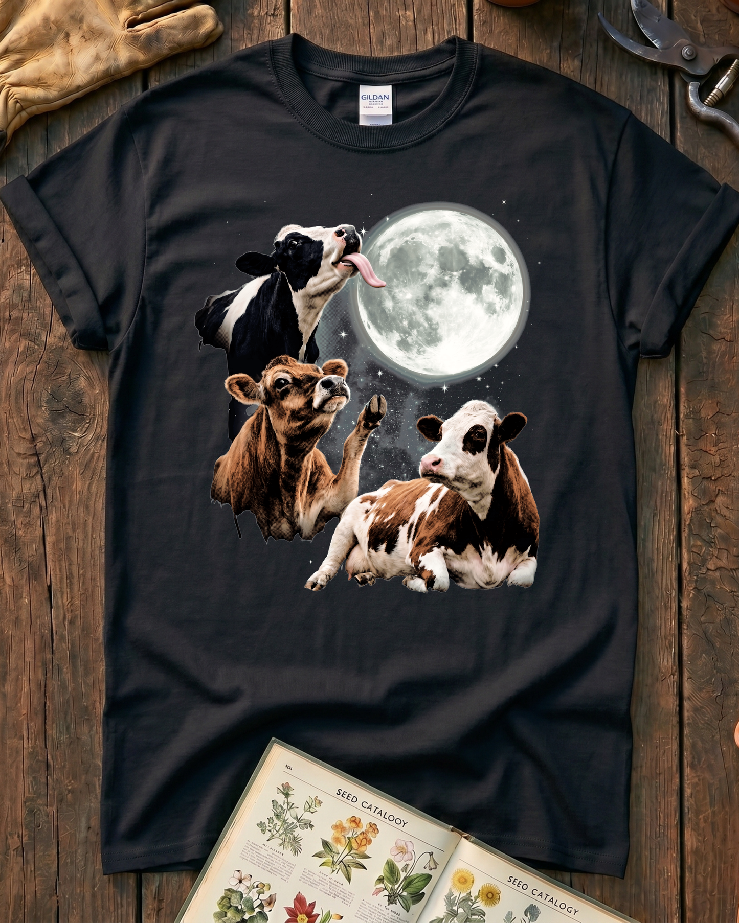 Funny Moon Cow Farm Animal T-Shirt