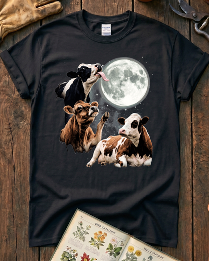 Funny Moon Cow Farm Animal T-Shirt