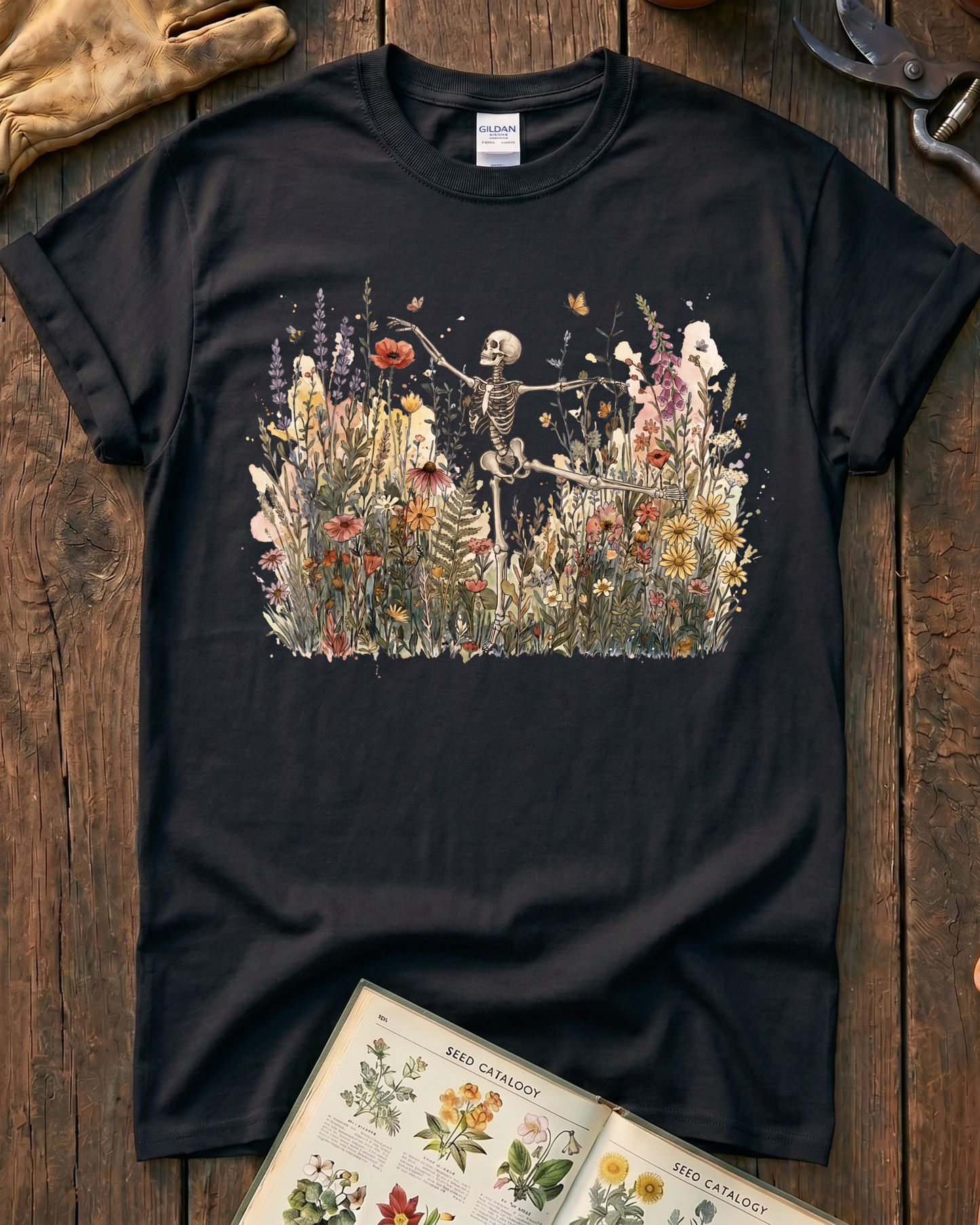 Wildflower Skeleton Garden T-Shirt