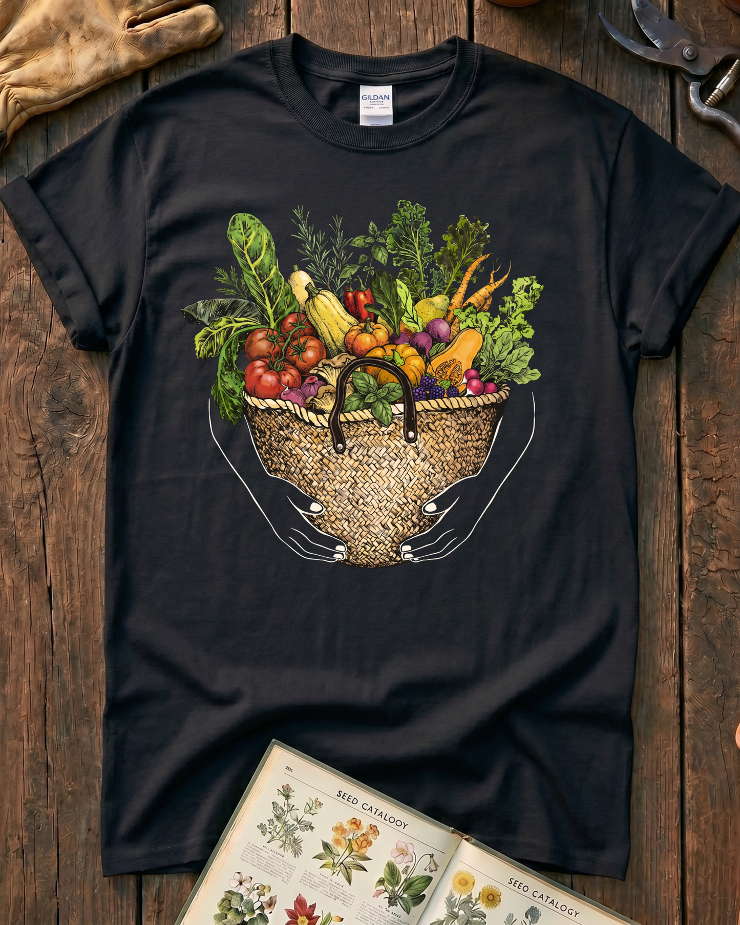 Fresh Garden Harvest Vegetable Basket T-Shirt