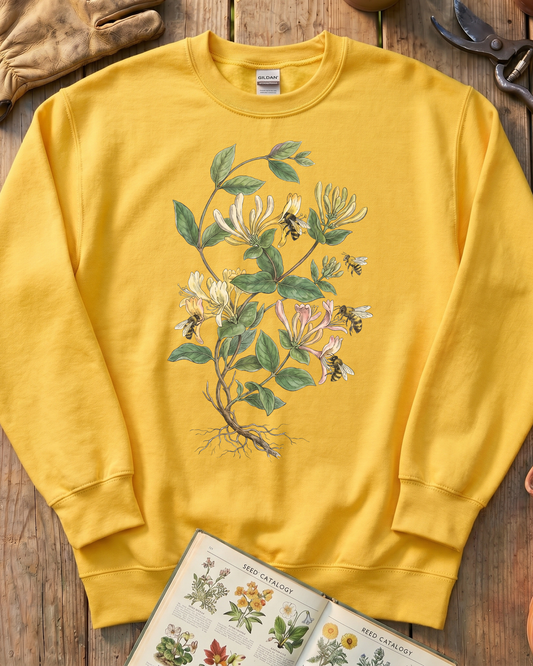 Vintage Honeysuckle Flower Bee Sweatshirt