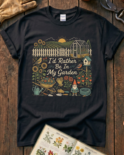 I’d Rather Be In My Garden Garden Gnome T-Shirt