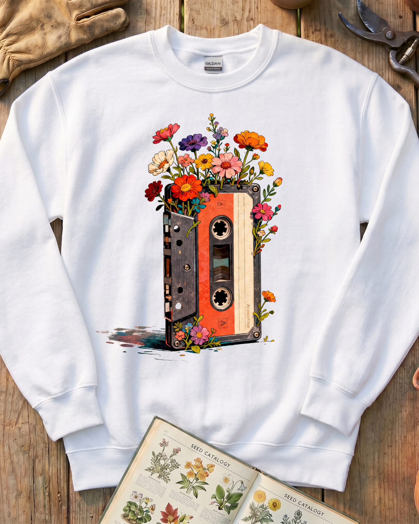 Vintage Cassette Tape Wildflower Sweatshirt