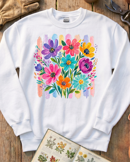 Bright Flower Fence Garden Sweatshirt