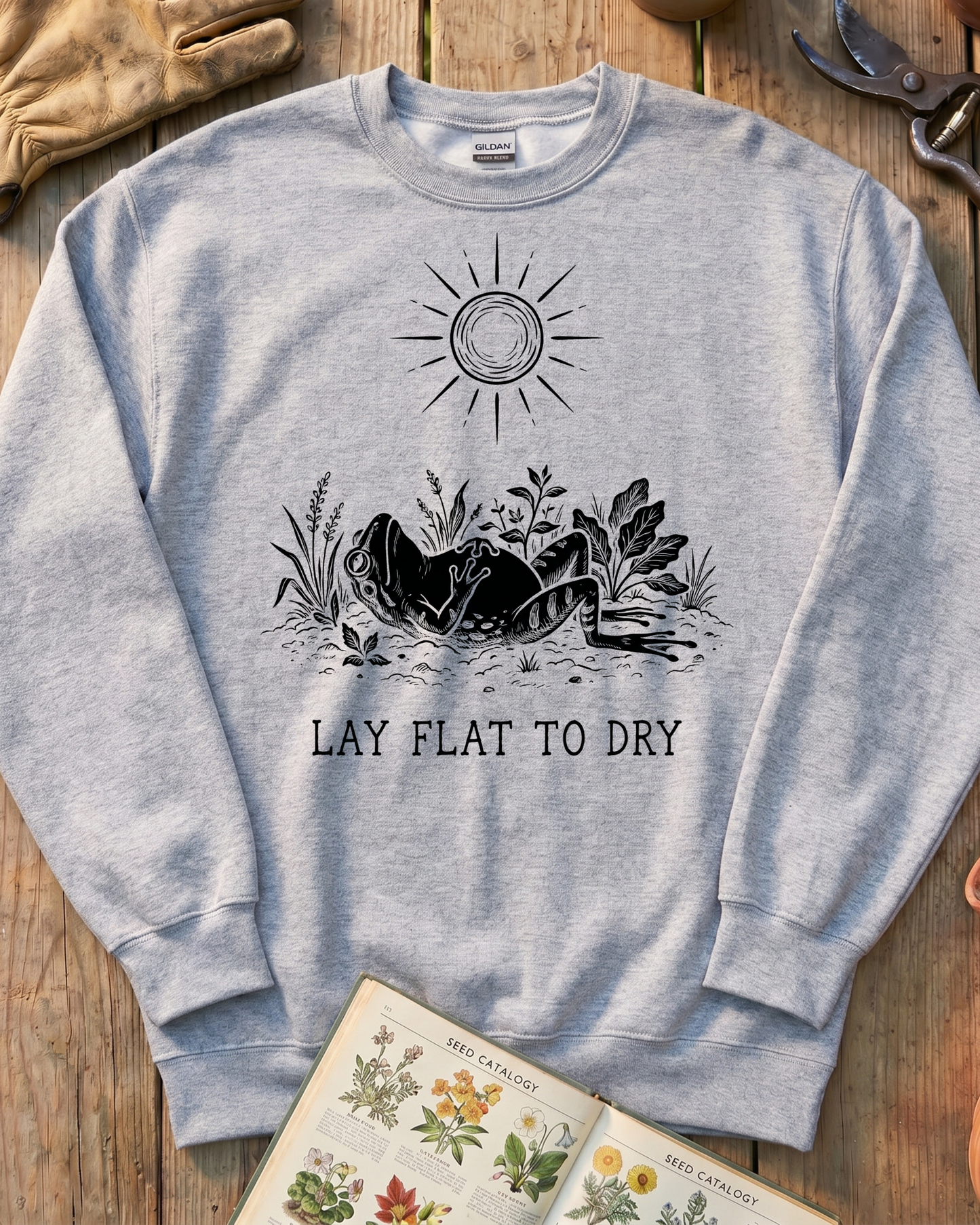 Sunbathing Garden Frog Sweatshirt