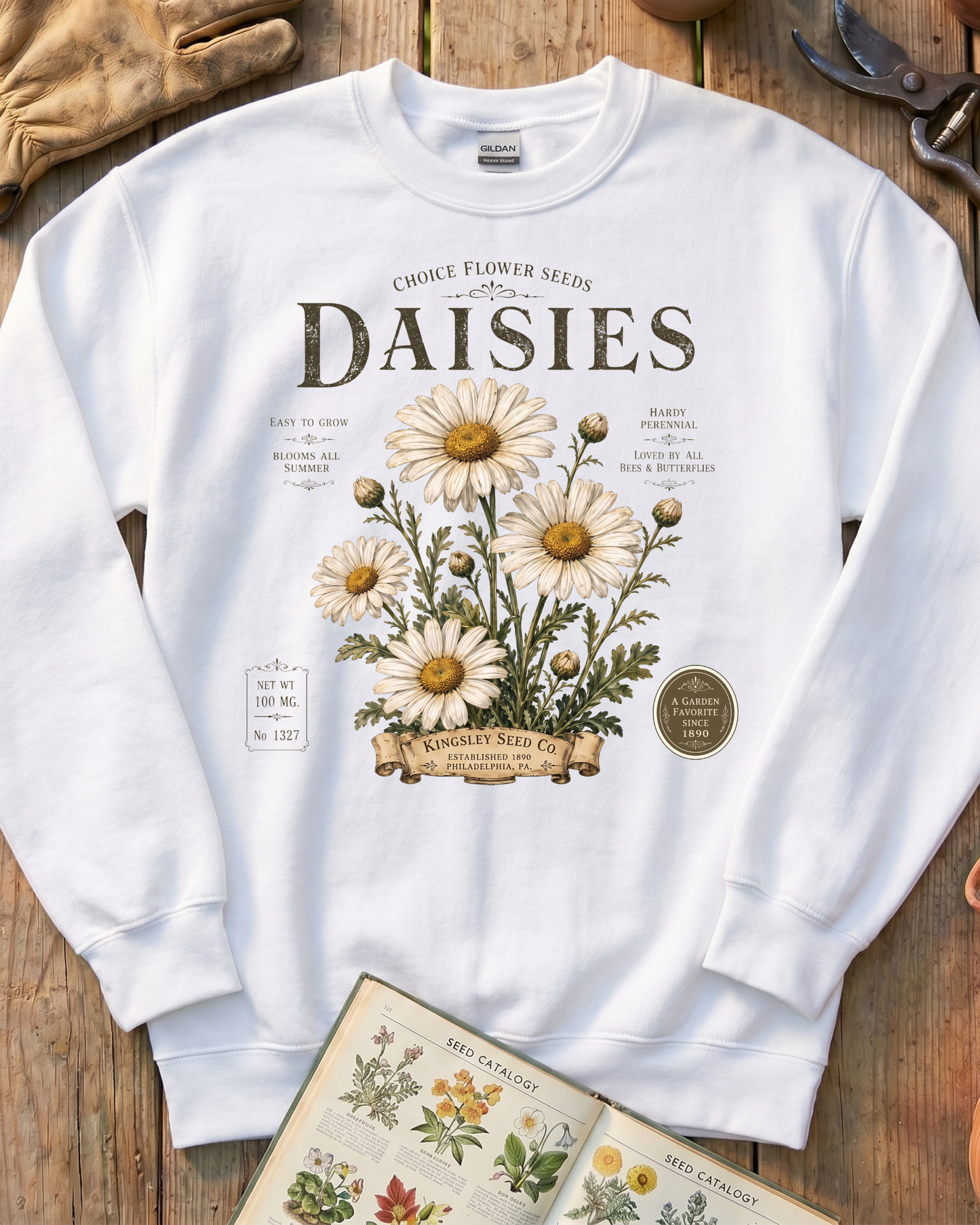 Daisy Seed Catalog Vintage Botanical Sweatshirt