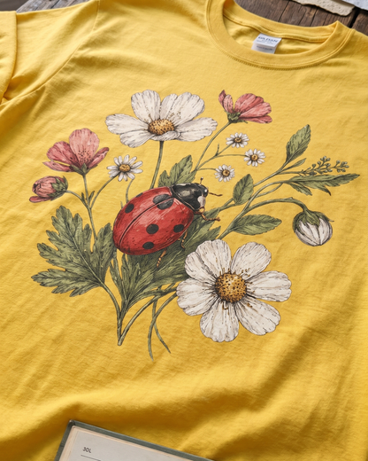 Ladybug Flowers T‑Shirt