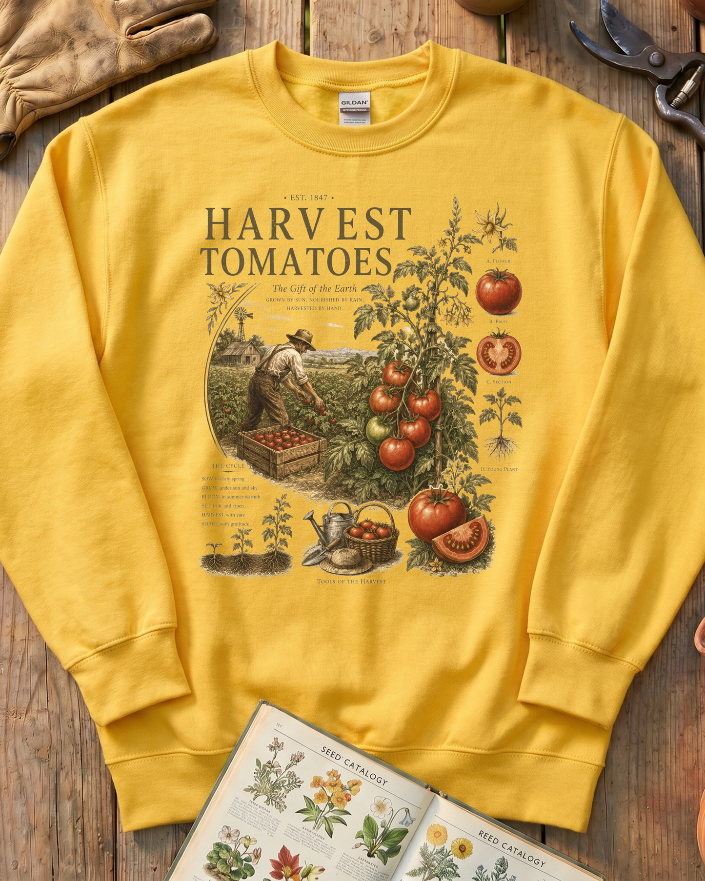 Harvest Tomatoes Vintage Garden Sweatshirt