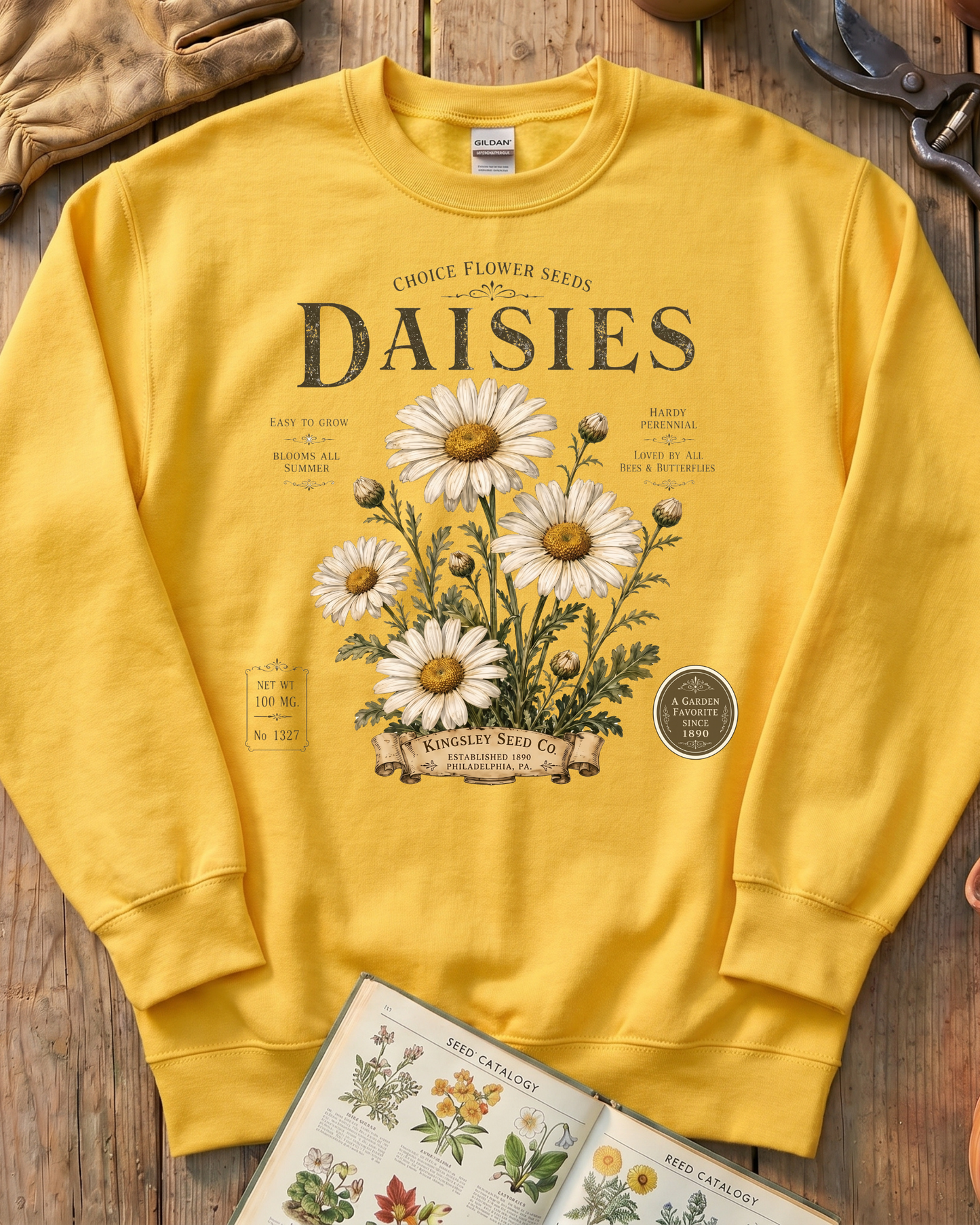 Daisy Seed Catalog Vintage Botanical Sweatshirt