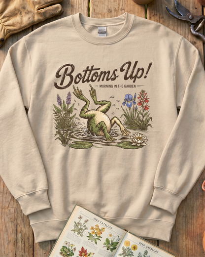 Bottoms Up Morning in the Garden Frog Sweatshirt