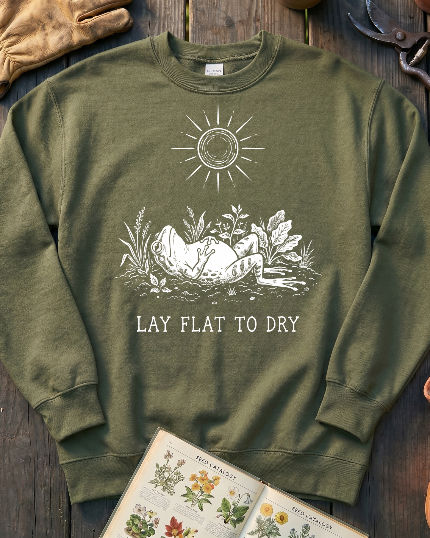 Sunbathing Garden Frog Sweatshirt