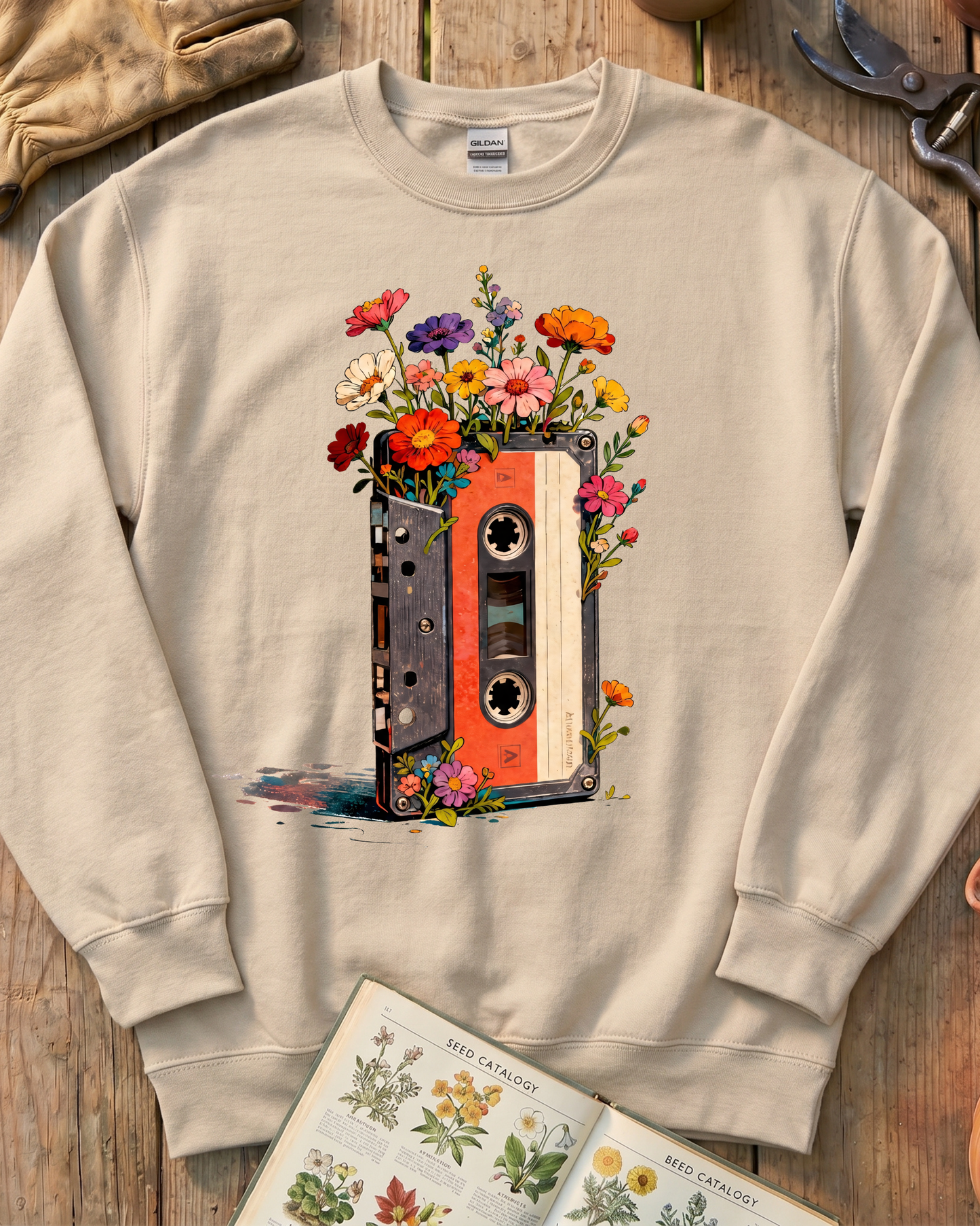 Vintage Cassette Tape Wildflower Sweatshirt