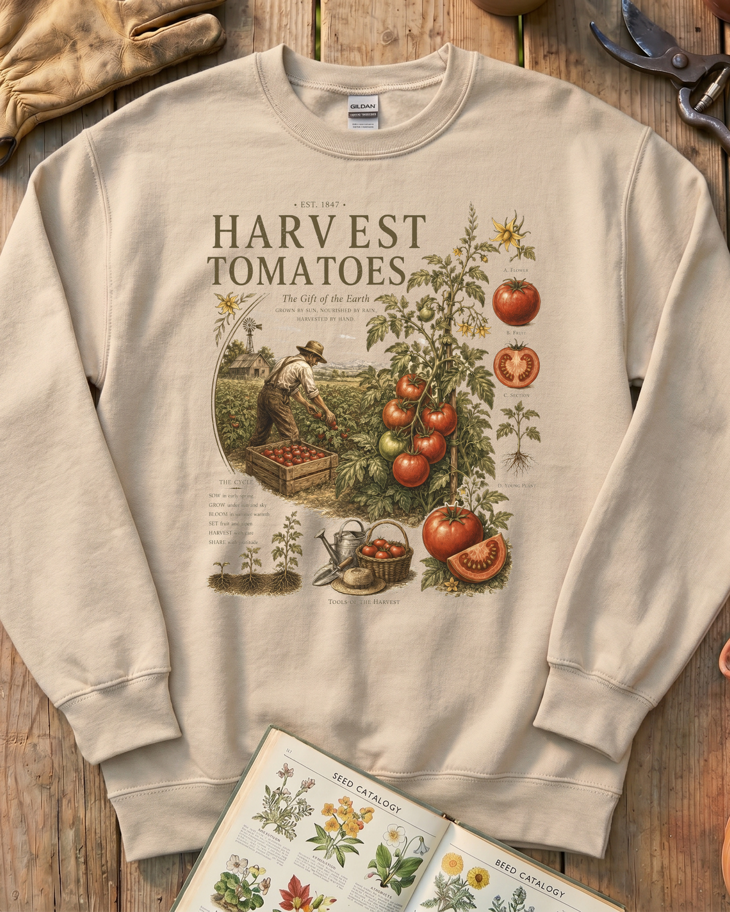Harvest Tomatoes Vintage Garden Sweatshirt