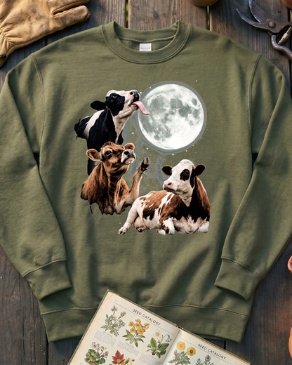Funny Moon Cow Farm Animal Sweatshirt