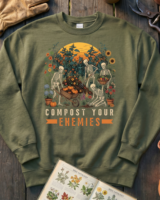 Compost Your Enemies Skeleton Gardener Sweatshirt