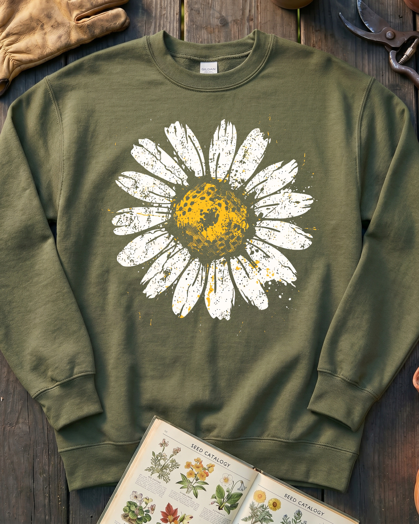 Yellow Daisy Ink Flower Sweatshirt