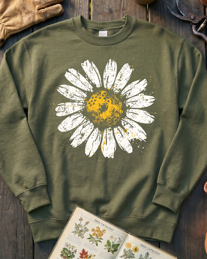 Yellow Daisy Ink Flower Sweatshirt