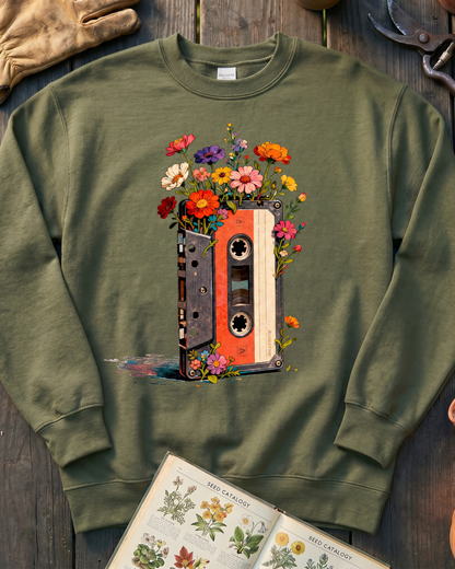 Vintage Cassette Tape Wildflower Sweatshirt