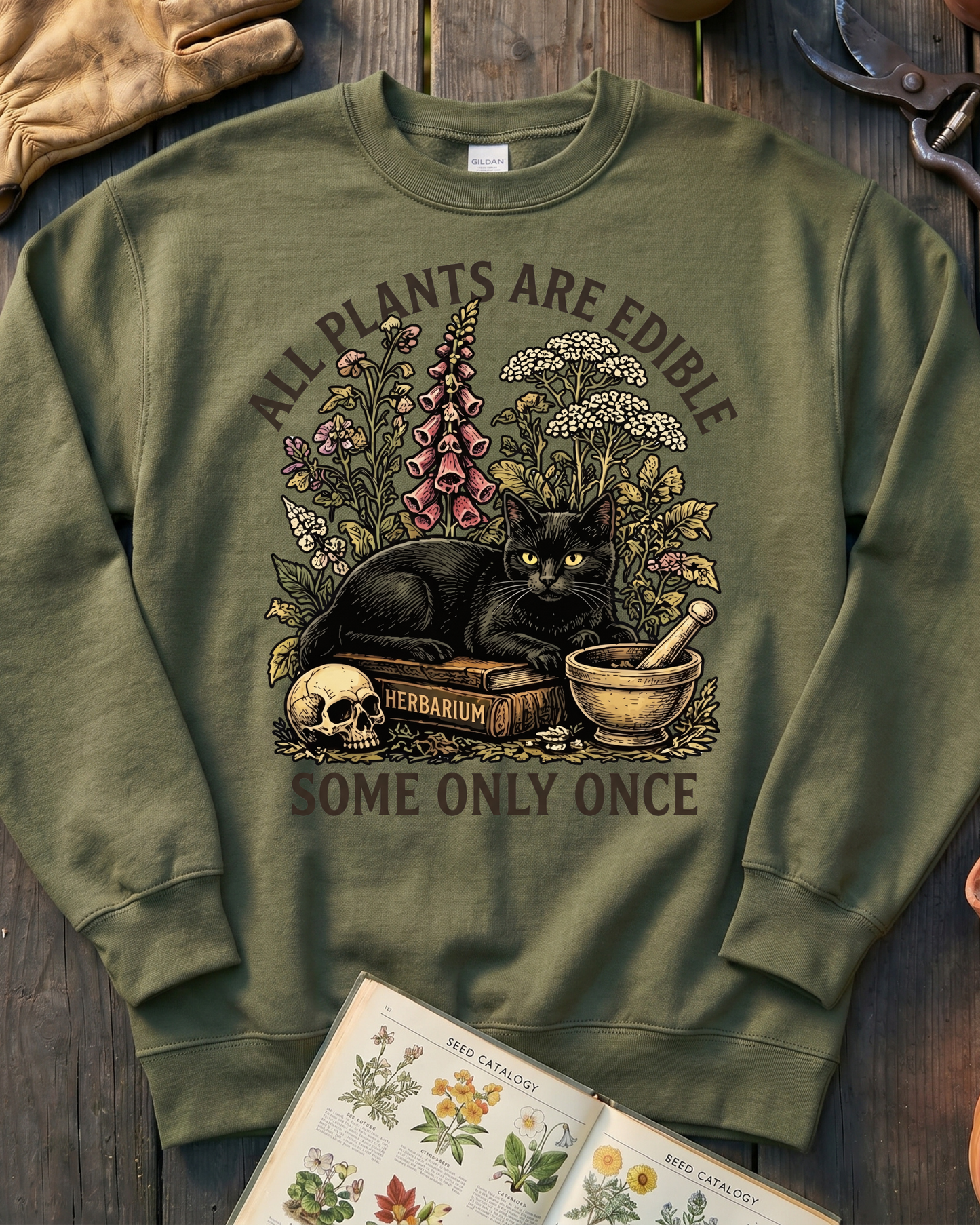 All Plants Are Edible Black Cat Sweatshirt
