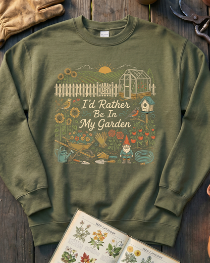 I’d Rather Be In My Garden Garden Gnome Sweatshirt
