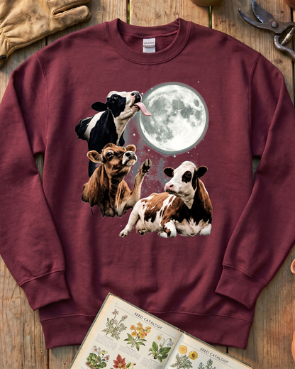 Funny Moon Cow Farm Animal Sweatshirt