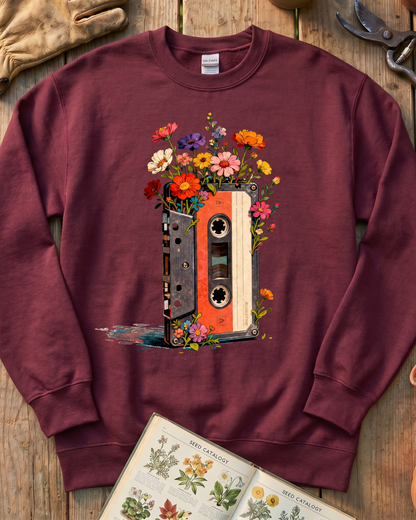 Vintage Cassette Tape Wildflower Sweatshirt