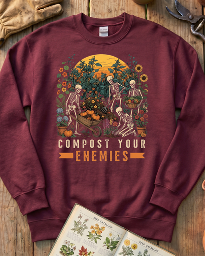 Compost Your Enemies Skeleton Gardener Sweatshirt