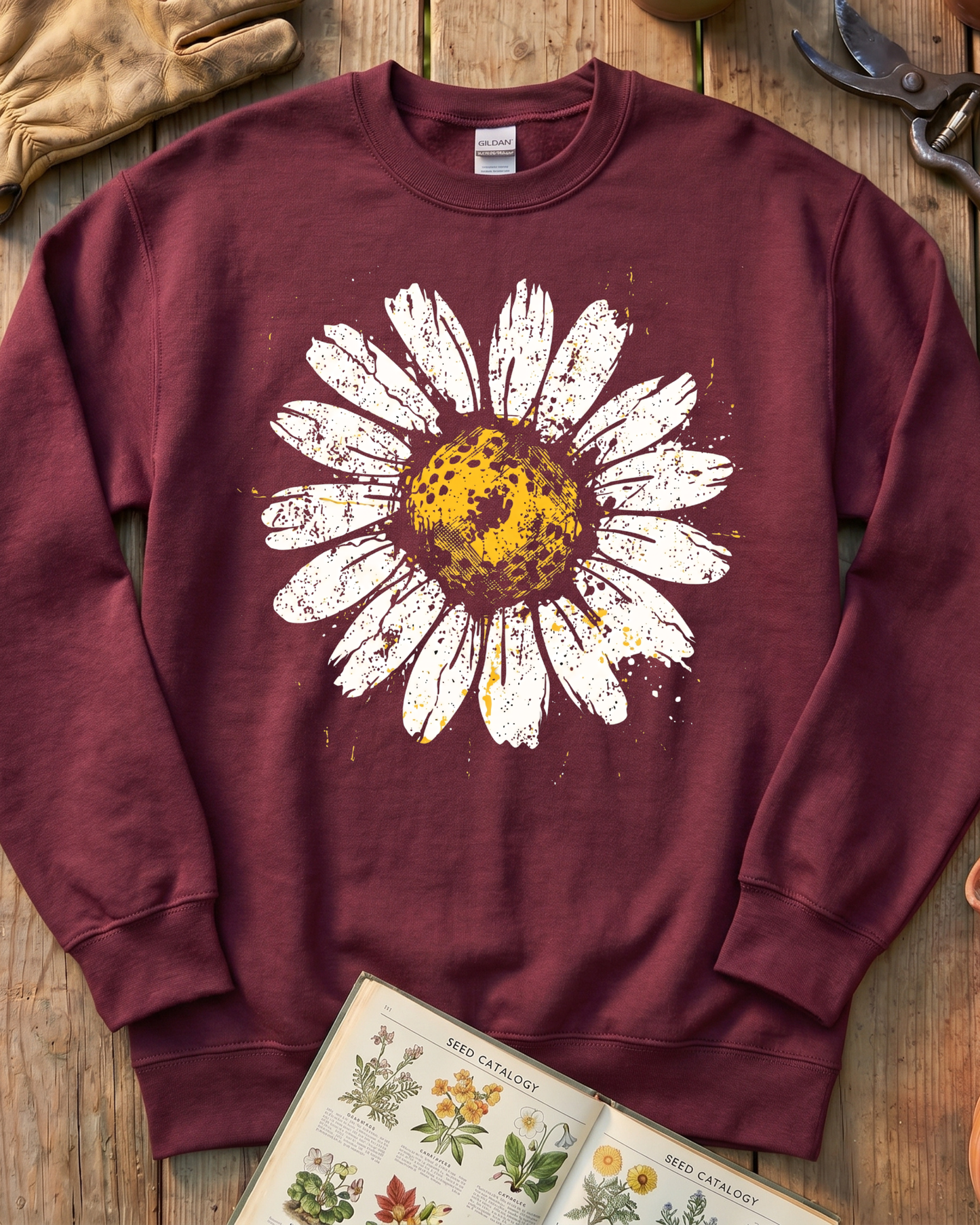 Yellow Daisy Ink Flower Sweatshirt