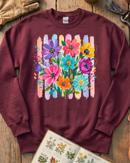 Bright Flower Fence Garden Sweatshirt