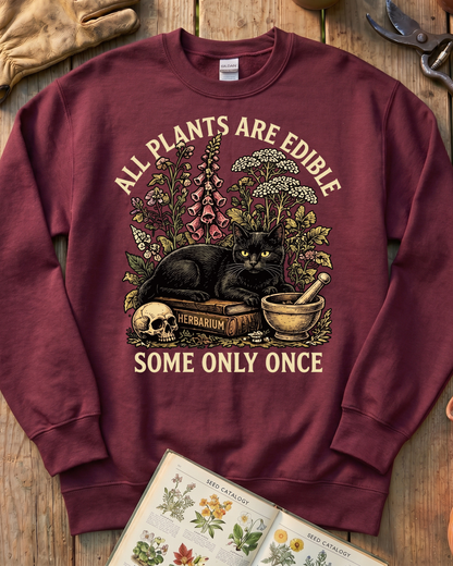 All Plants Are Edible Black Cat Sweatshirt
