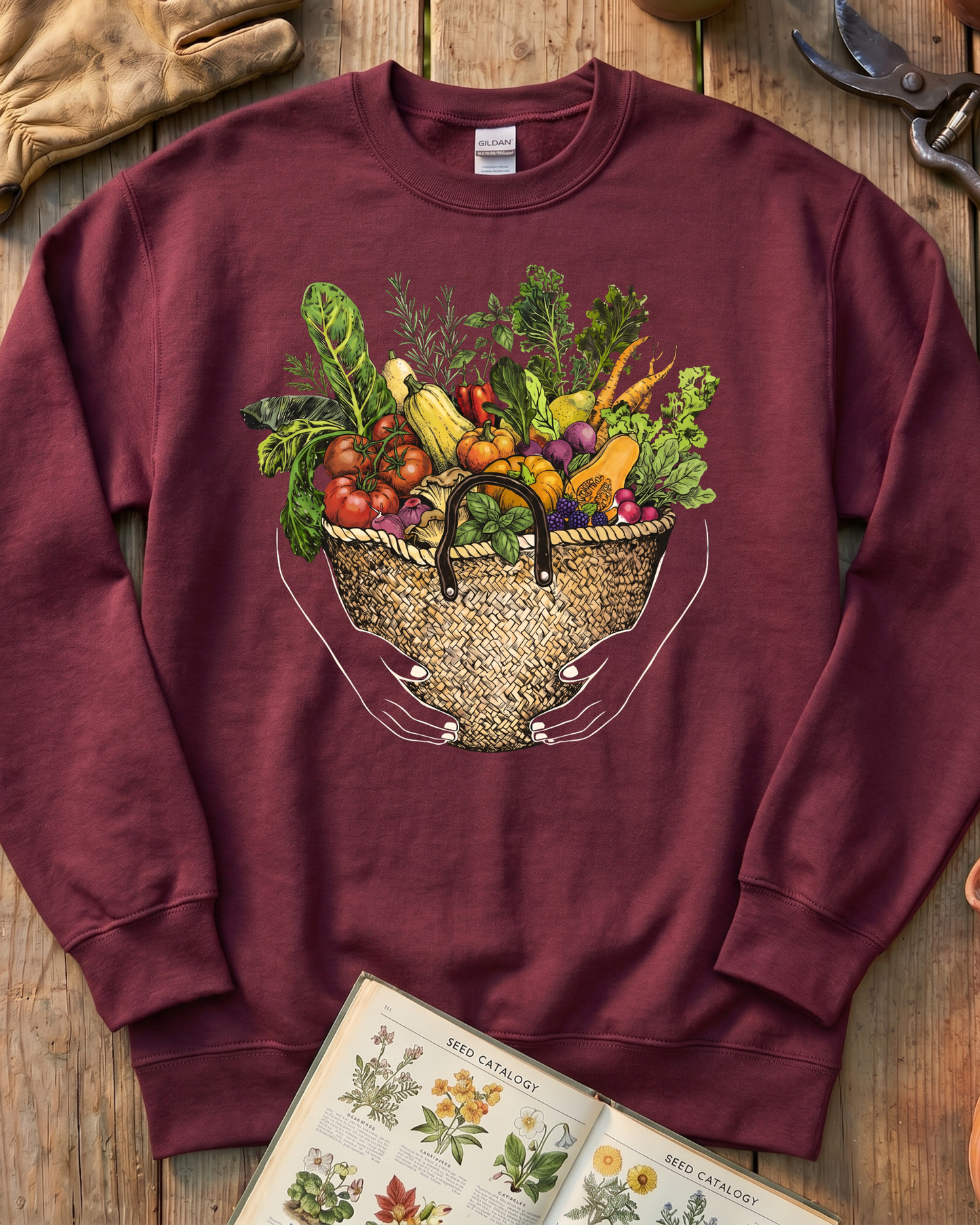 Fresh Garden Harvest Vegetable Basket Sweatshirt