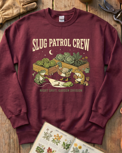 Slug Patrol Crew Frog Duck Toad Garden Sweatshirt