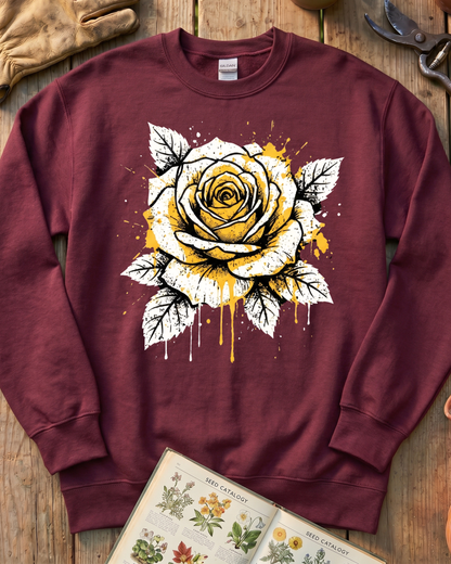Bold Yellow Rose Ink Garden Sweatshirt