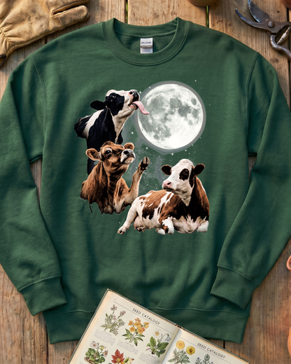 Funny Moon Cow Farm Animal Sweatshirt