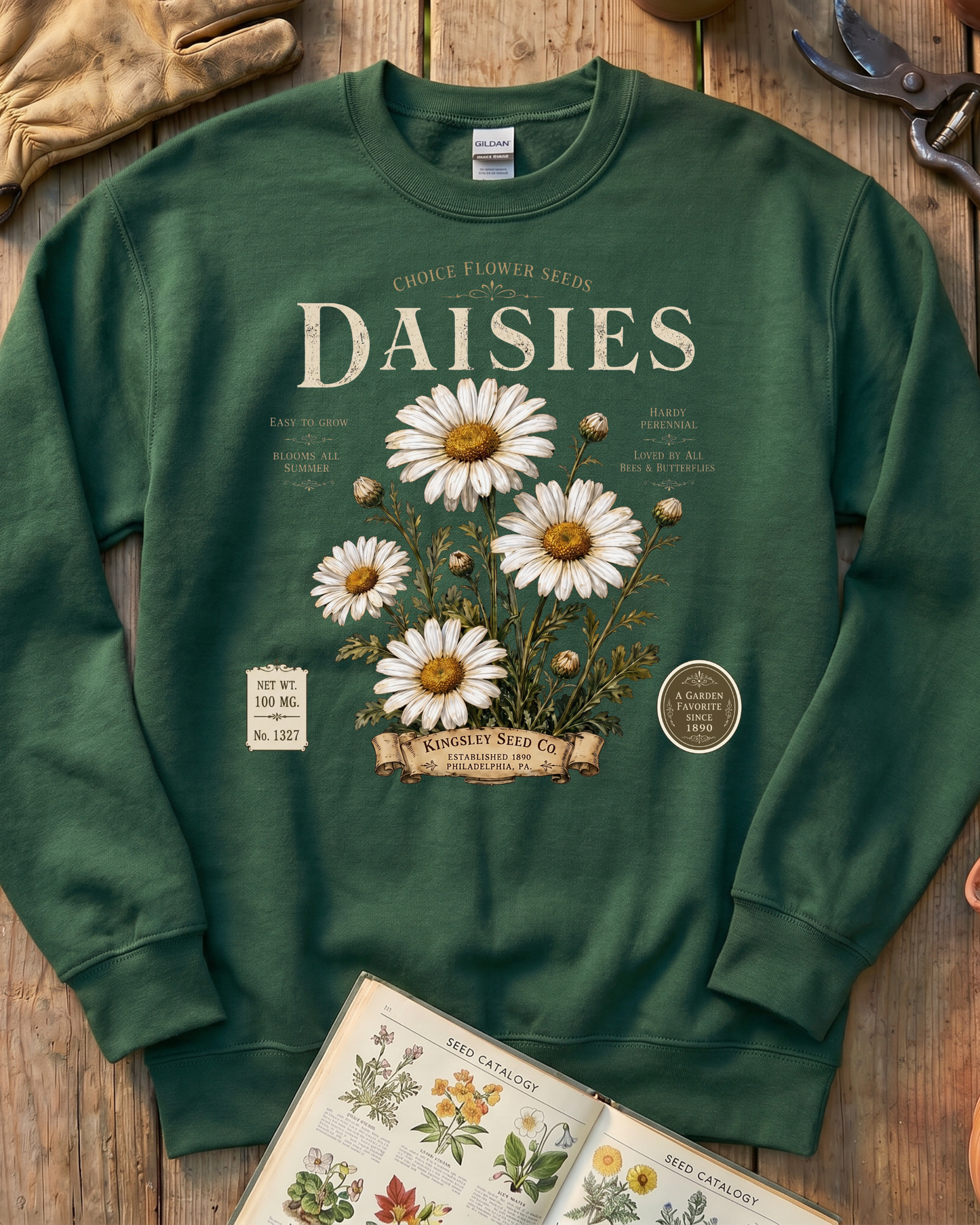 Daisy Seed Catalog Vintage Botanical Sweatshirt