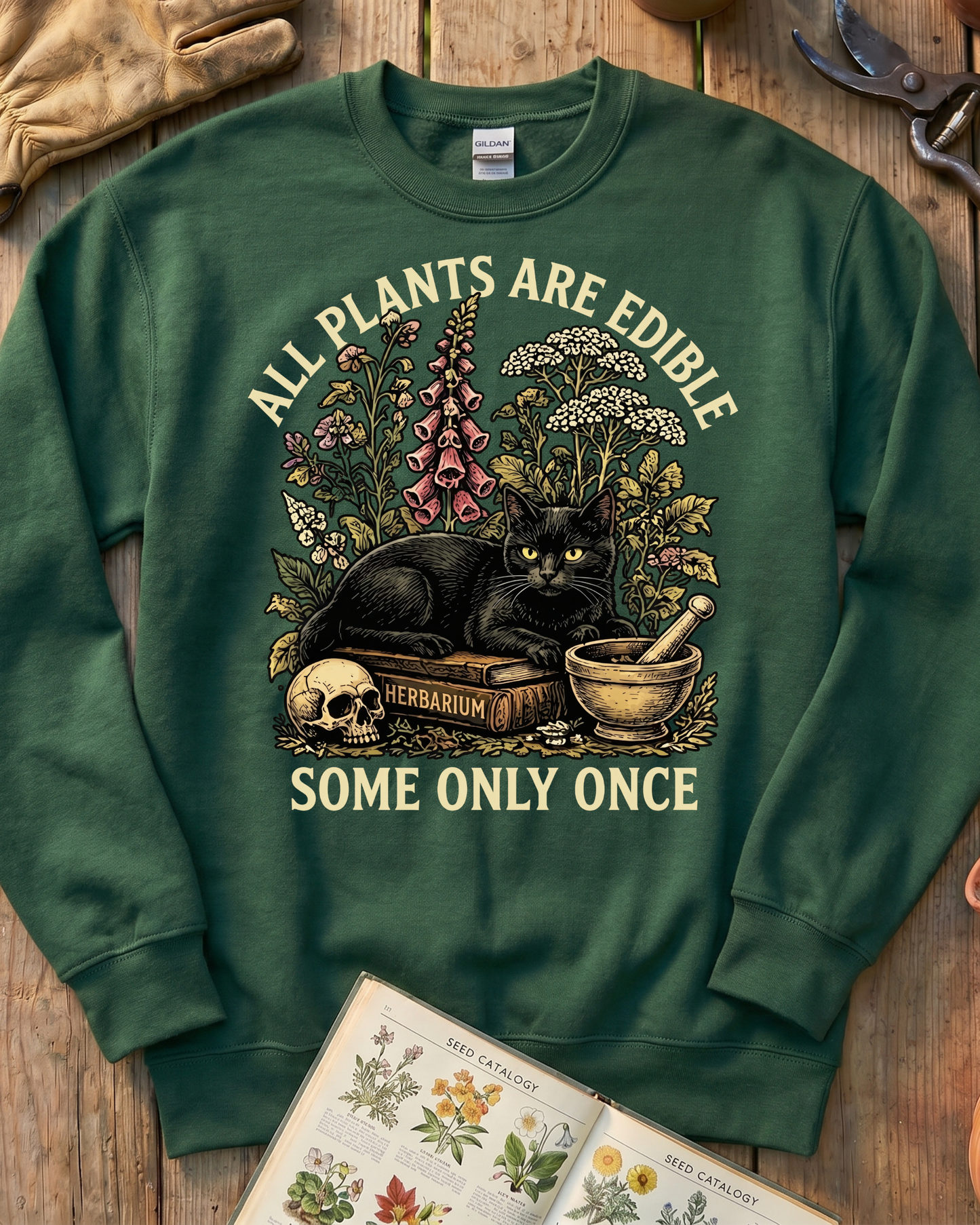 All Plants Are Edible Black Cat Sweatshirt