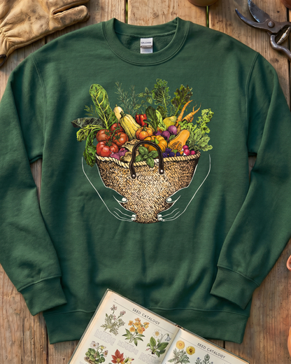 Fresh Garden Harvest Vegetable Basket Sweatshirt