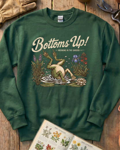 Bottoms Up Morning in the Garden Frog Sweatshirt