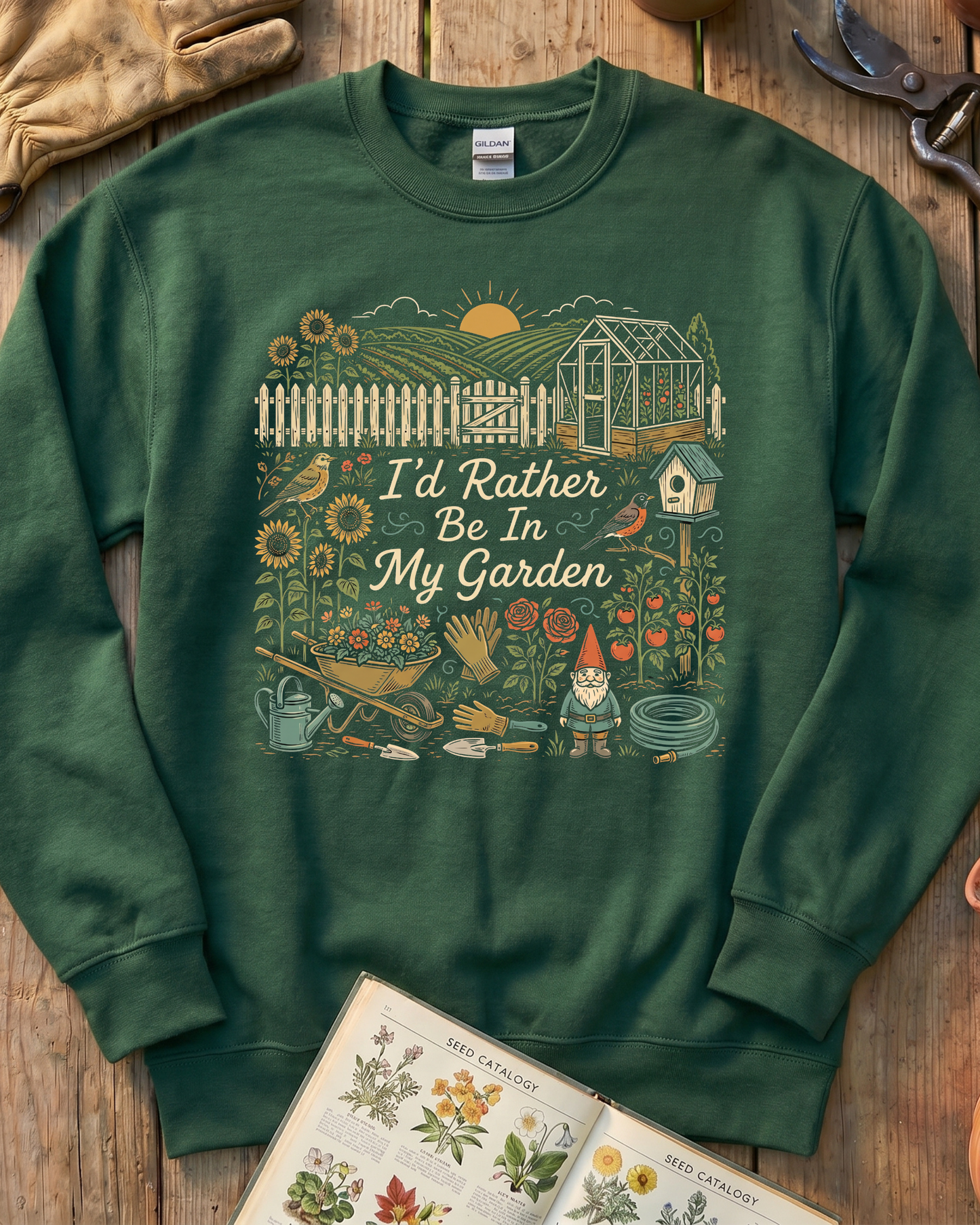 I’d Rather Be In My Garden Garden Gnome Sweatshirt